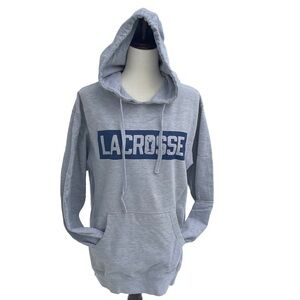 Unisex Adrenaline Hooded Lacrosse Pullover Sweatshirt In Grey In Size Medium
